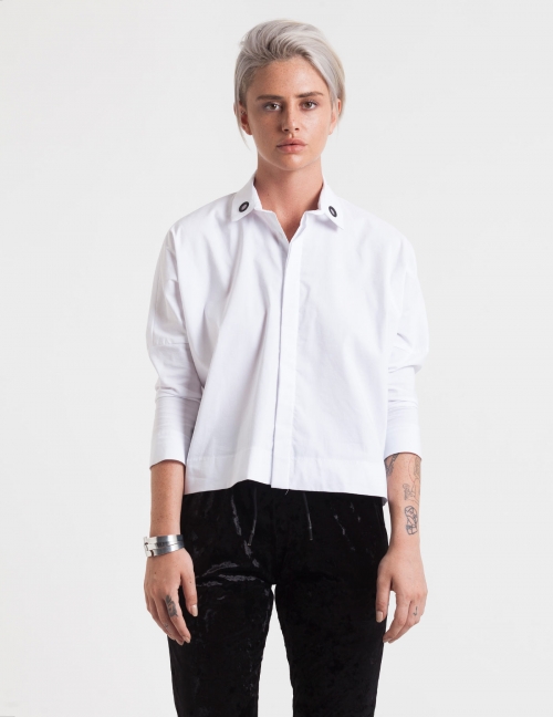 Alef Alef | אלף אלף - בגדי מעצבים | חולצת Alison Nit לבן Alef Alef | אלף אלף - בגדי מעצבים | חולצת Alison Nit לבן