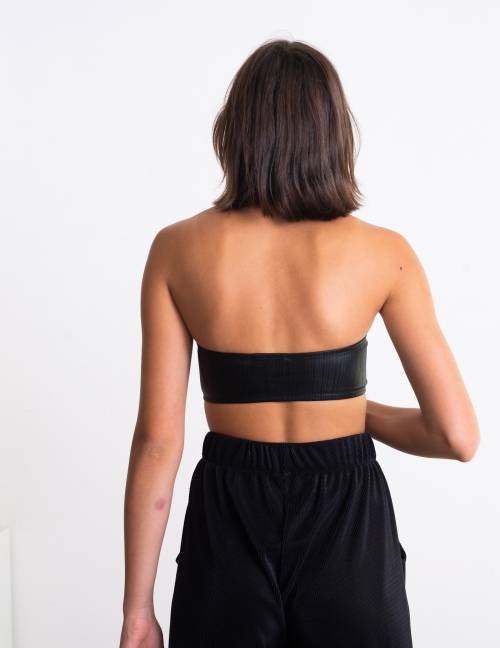 Alef Alef | אלף אלף - בגדי מעצבים | חזיית סטרפלס Neeo שחור טקסטורה