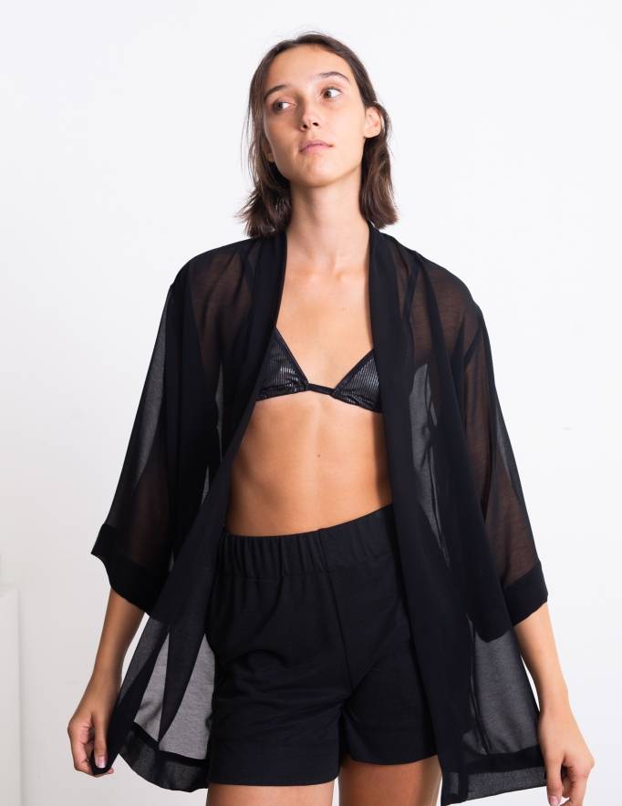 Alef Alef | אלף אלף - בגדי מעצבים | חזיית Flo שחור פס כסף Alef Alef | אלף אלף - בגדי מעצבים | חזיית Flo שחור פס כסף