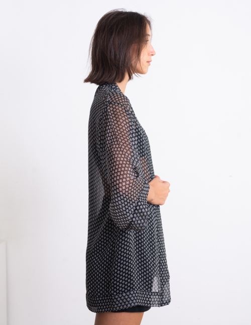 Alef Alef | אלף אלף - בגדי מעצבים | קימונו Lauren שחור כתמים לבן Alef Alef | אלף אלף - בגדי מעצבים | קימונו Lauren שחור כתמים לבן