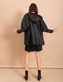 Alef Alef | אלף אלף - בגדי מעצבים | מעיל Norman שחור מבריק