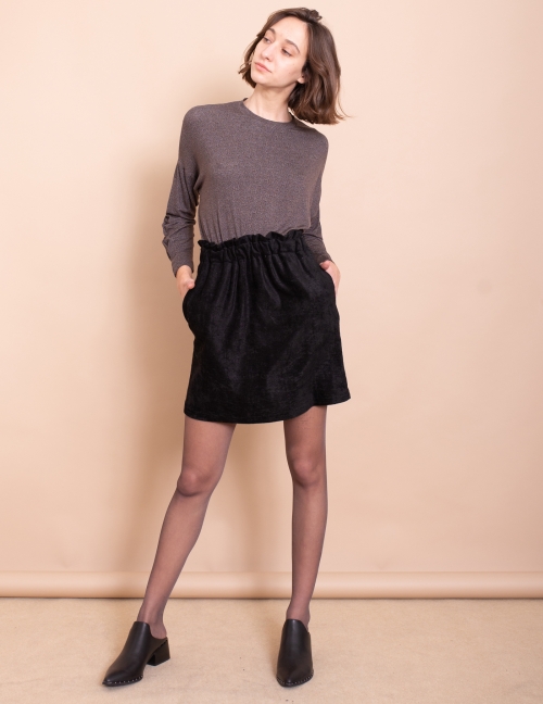 Alef Alef | אלף אלף - בגדי מעצבים | חצאית Gorgia שחור טקסטורה Alef Alef | אלף אלף - בגדי מעצבים | חצאית Gorgia שחור טקסטורה