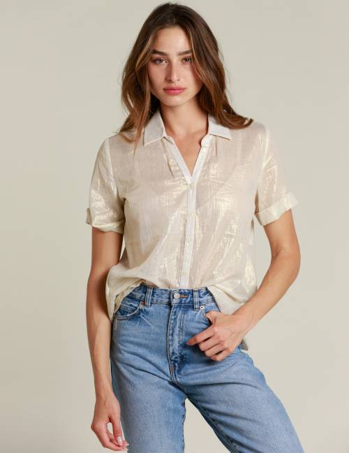 Alef Alef | אלף אלף - בגדי מעצבים | חולצת Lewis זהב מטאלי Alef Alef | אלף אלף - בגדי מעצבים | חולצת Lewis זהב מטאלי