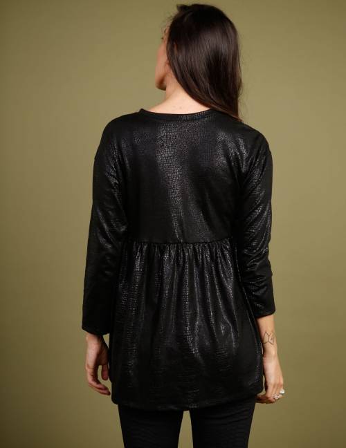 Alef Alef | אלף אלף - בגדי מעצבים | חולצת Ina | שחור נחש Alef Alef | אלף אלף - בגדי מעצבים | חולצת Ina | שחור נחש