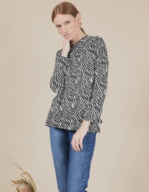 Alef Alef | אלף אלף - בגדי מעצבים | חולצת Ada | זברה Alef Alef | אלף אלף - בגדי מעצבים | חולצת Ada | זברה
