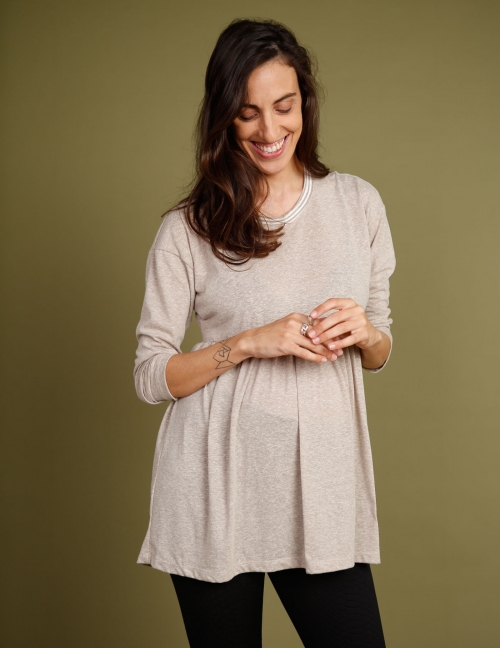 Alef Alef | אלף אלף - בגדי מעצבים | חולצת Ina | אפור מלאנז' Alef Alef | אלף אלף - בגדי מעצבים | חולצת Ina | אפור מלאנז'