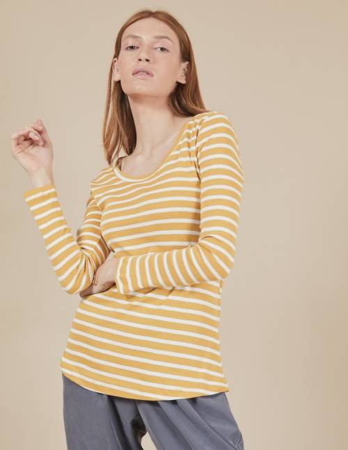 Alef Alef | אלף אלף - בגדי מעצבים | חולצת Tamar | פסים חרדל Alef Alef | אלף אלף - בגדי מעצבים | חולצת Tamar | פסים חרדל