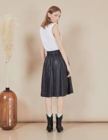 Alef Alef | אלף אלף - בגדי מעצבים | חצאית Florence שחור עור