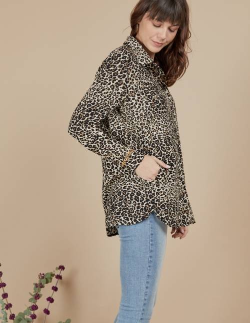 Alef Alef | אלף אלף - בגדי מעצבים | חולצת Joan | מנומר חום Alef Alef | אלף אלף - בגדי מעצבים | חולצת Joan | מנומר חום