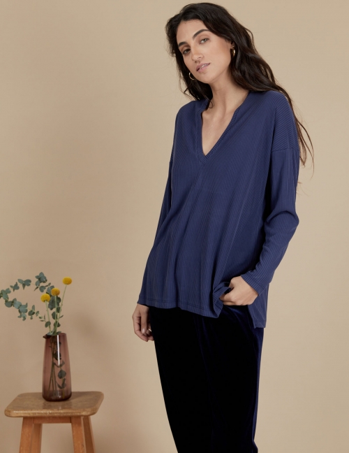 Alef Alef | אלף אלף - בגדי מעצבים | חולצת Angela נייבי Alef Alef | אלף אלף - בגדי מעצבים | חולצת Angela נייבי