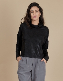 Alef Alef | אלף אלף - בגדי מעצבים | חולצת Mae | שחור מבריק