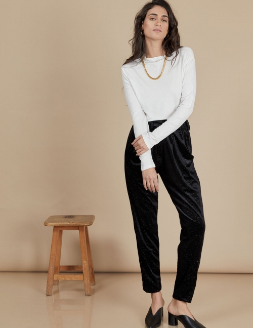 Alef Alef | אלף אלף - בגדי מעצבים | מכנסי Katya שחור נצנץ Alef Alef | אלף אלף - בגדי מעצבים | מכנסי Katya שחור נצנץ