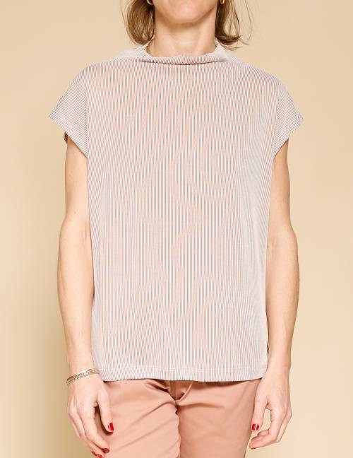 Alef Alef | אלף אלף - בגדי מעצבים | חולצת Eini פסים חמרה/בז' Alef Alef | אלף אלף - בגדי מעצבים | חולצת Eini פסים חמרה/בז'