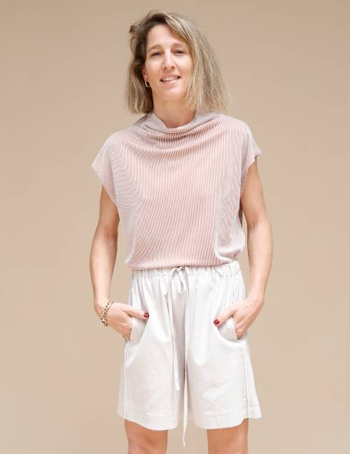 Alef Alef | אלף אלף - בגדי מעצבים | מכנסי Giladi אבן / לבן Alef Alef | אלף אלף - בגדי מעצבים | מכנסי Giladi אבן / לבן