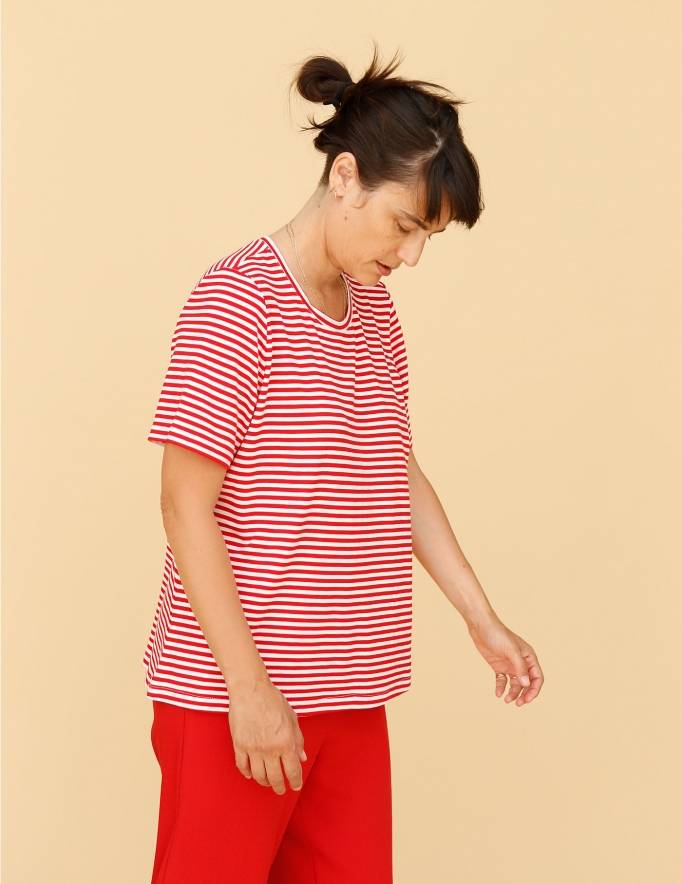 Alef Alef | אלף אלף - בגדי מעצבים | חולצת Cohen פסים אדום לבן