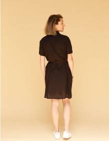 Alef Alef | אלף אלף - בגדי מעצבים | שמלת Damari שחור דפוס מבריק
