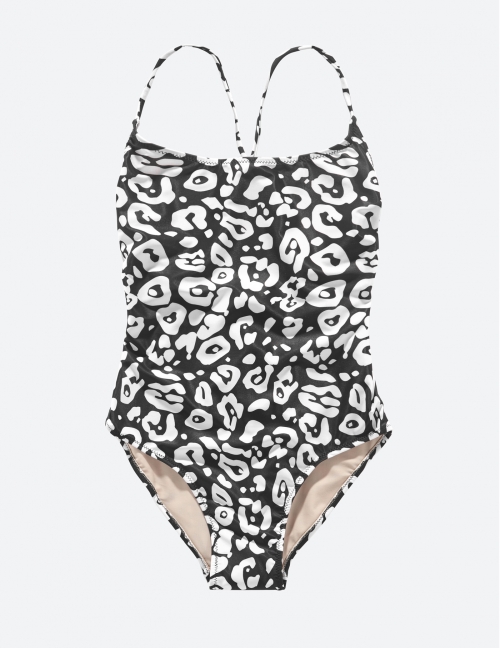 Alef Alef | אלף אלף - בגדי מעצבים | בגד ים TIE SUIT שחור דפוס לבן Alef Alef | אלף אלף - בגדי מעצבים | בגד ים TIE SUIT שחור דפוס לבן