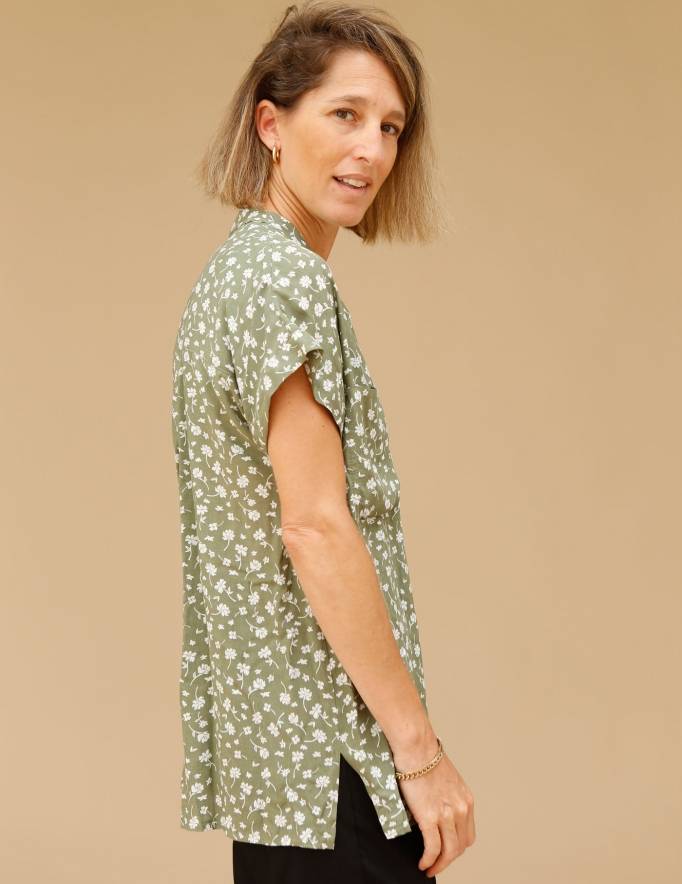 Alef Alef | אלף אלף - בגדי מעצבים | חולצת Mann ירוק דפוס פרחים