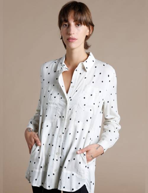 Alef Alef | אלף אלף - בגדי מעצבים | חולצת Tavor שמנת נקודות Alef Alef | אלף אלף - בגדי מעצבים | חולצת Tavor שמנת נקודות