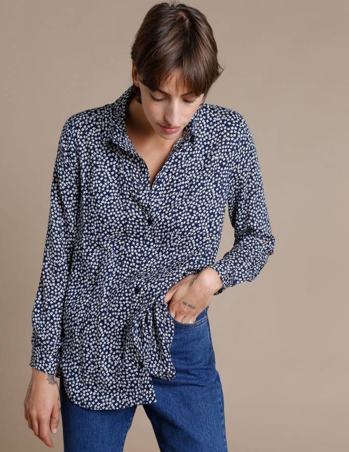 Alef Alef | אלף אלף - בגדי מעצבים | חולצת Tavor כחול פרחים