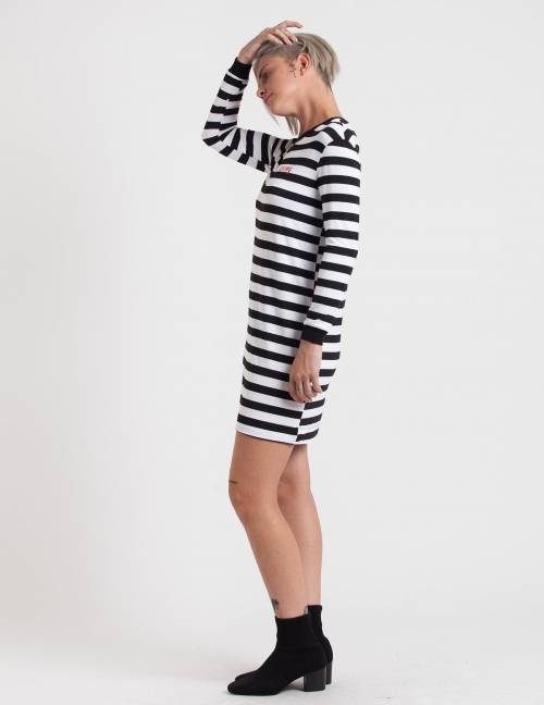 Alef Alef | אלף אלף - בגדי מעצבים | שמלת בקי פסים רקמה Alef Alef | אלף אלף - בגדי מעצבים | שמלת בקי פסים רקמה