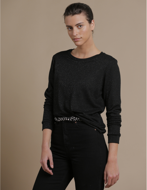 Alef Alef | אלף אלף - בגדי מעצבים | סווטשירט TERA שחור נצנץ Alef Alef | אלף אלף - בגדי מעצבים | סווטשירט TERA שחור נצנץ