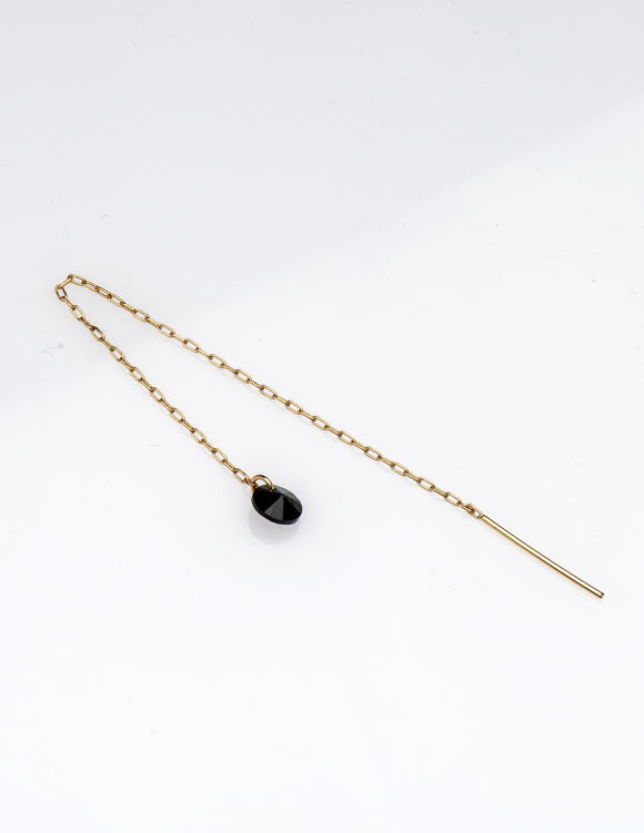 Alef Alef | אלף אלף - בגדי מעצבים | עגיל שרשרת ROSS עם אבן סברובסקי שחורה