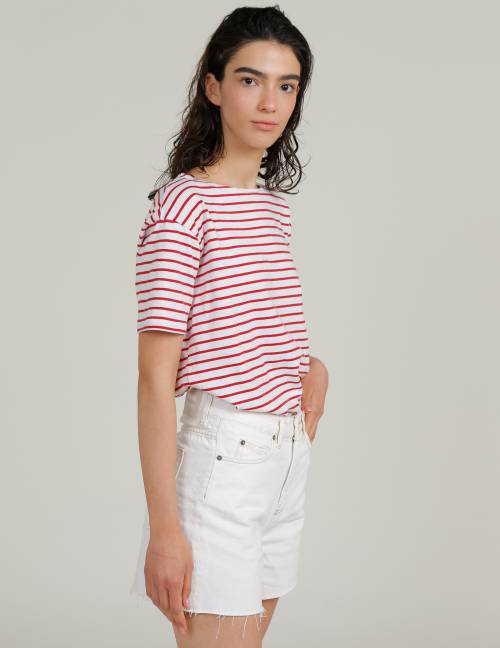 Alef Alef | אלף אלף - בגדי מעצבים | חולצת MEDES פסים אדום לבן Alef Alef | אלף אלף - בגדי מעצבים | חולצת MEDES פסים אדום לבן