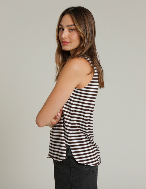 Alef Alef | אלף אלף - בגדי מעצבים | גופית LALA חום פסים Alef Alef | אלף אלף - בגדי מעצבים | גופית LALA חום פסים