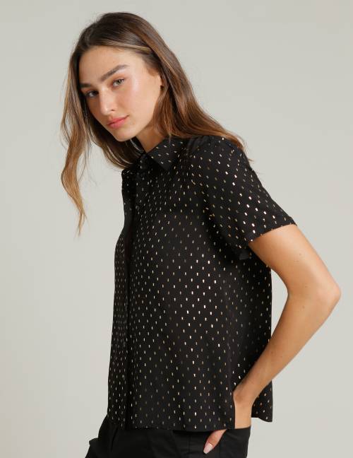 Alef Alef | אלף אלף - בגדי מעצבים | חולצת SINAI שחור זהב Alef Alef | אלף אלף - בגדי מעצבים | חולצת SINAI שחור זהב