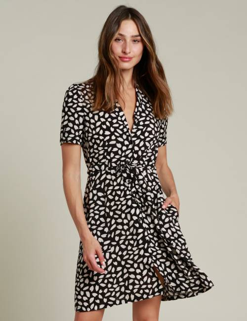 Alef Alef | אלף אלף - בגדי מעצבים | שמלת MESSINA שחור כתמים לבן Alef Alef | אלף אלף - בגדי מעצבים | שמלת MESSINA שחור כתמים לבן