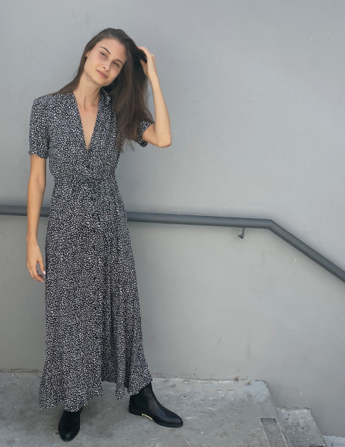 Alef Alef | אלף אלף - בגדי מעצבים | שמלת LAILA כתמים שחור לבן Alef Alef | אלף אלף - בגדי מעצבים | שמלת LAILA כתמים שחור לבן