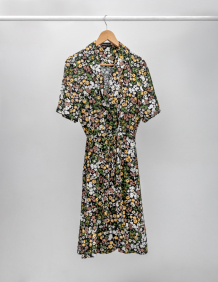 Alef Alef | אלף אלף - בגדי מעצבים | שמלת MESSINA ירוק דפוס פרחים