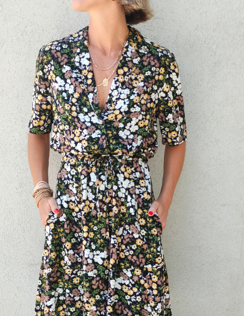 Alef Alef | אלף אלף - בגדי מעצבים | שמלת MESSINA ירוק דפוס פרחים Alef Alef | אלף אלף - בגדי מעצבים | שמלת MESSINA ירוק דפוס פרחים