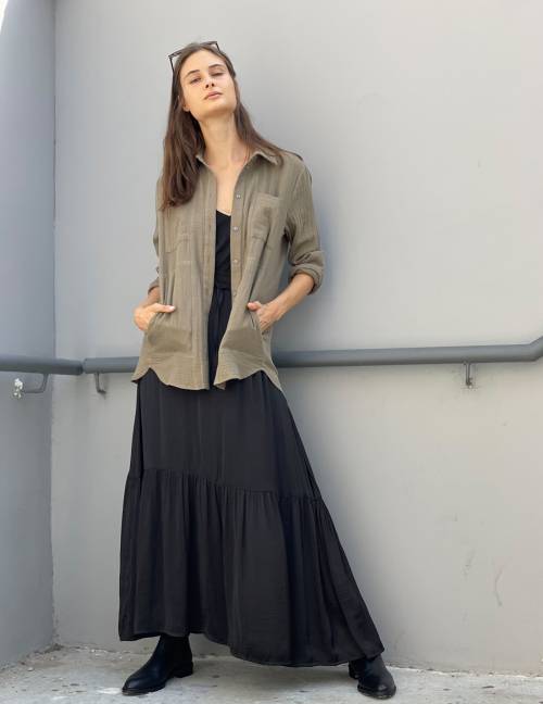 Alef Alef | אלף אלף - בגדי מעצבים | חולצת NINA זית Alef Alef | אלף אלף - בגדי מעצבים | חולצת NINA זית