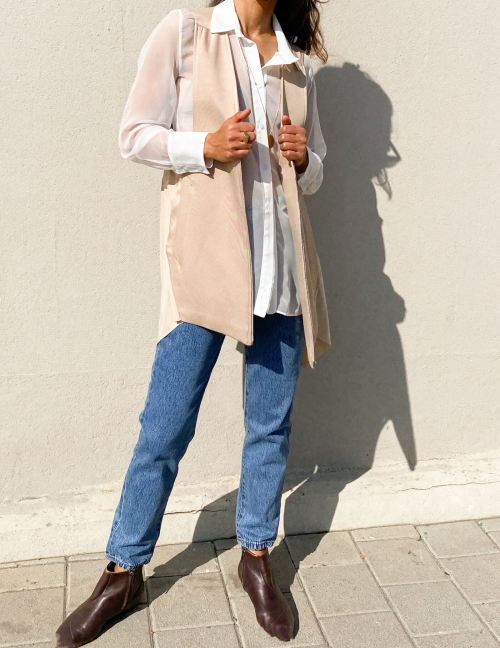 Alef Alef | אלף אלף - בגדי מעצבים | ווסט AUTUM מוקה Alef Alef | אלף אלף - בגדי מעצבים | ווסט AUTUM מוקה