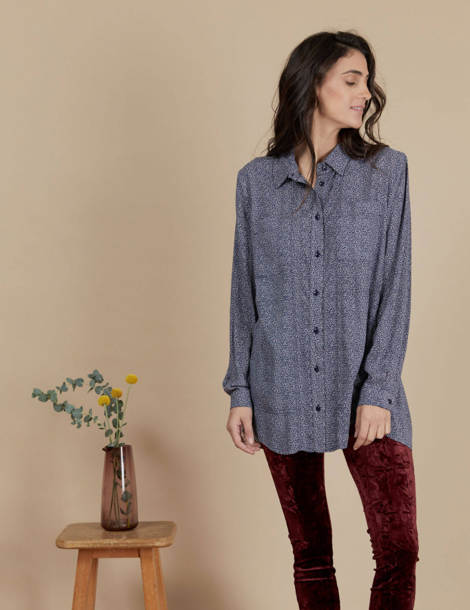 Alef Alef | אלף אלף - בגדי מעצבים | חולצת Joan |כחול דפוס