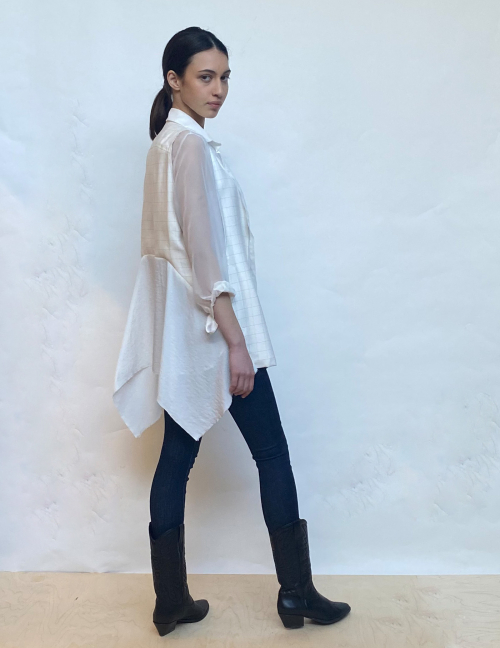 Alef Alef | אלף אלף - בגדי מעצבים | ווסט AUTUM לבן משבצות Alef Alef | אלף אלף - בגדי מעצבים | ווסט AUTUM לבן משבצות