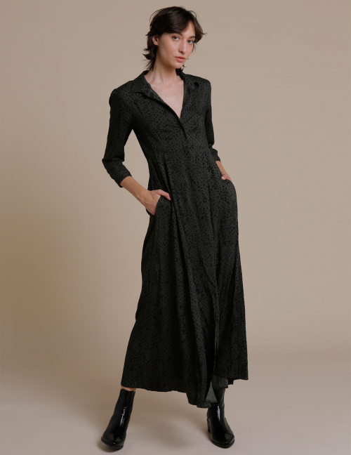 Alef Alef | אלף אלף - בגדי מעצבים | ROBE שמלת מקסי זית מנומר Alef Alef | אלף אלף - בגדי מעצבים | ROBE שמלת מקסי זית מנומר