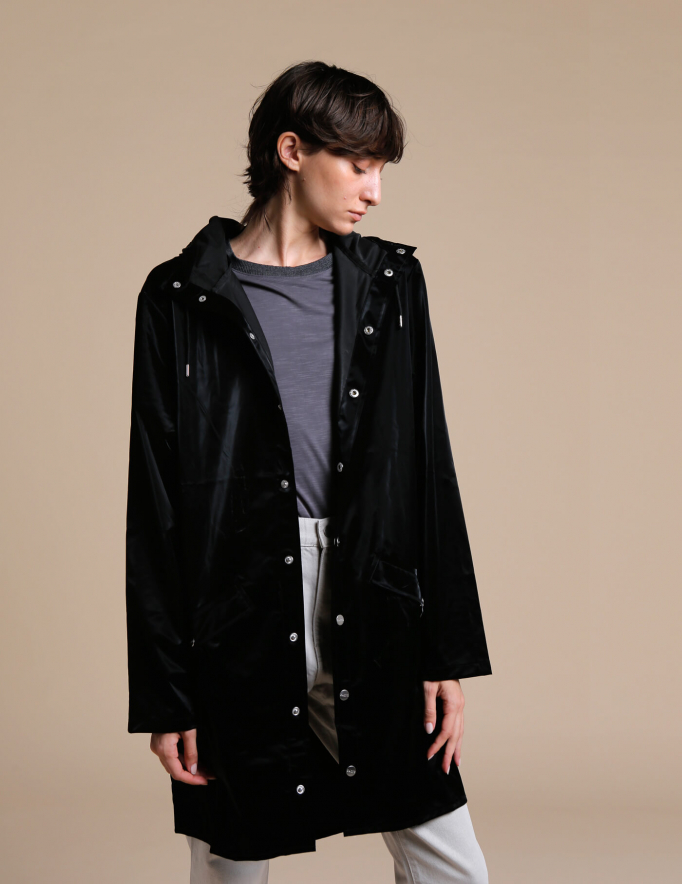 Alef Alef | אלף אלף - בגדי מעצבים | RAIN'S LONG JACKET שחור דמוי זמש