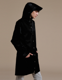 Alef Alef | אלף אלף - בגדי מעצבים | RAIN'S LONG JACKET שחור דמוי זמש