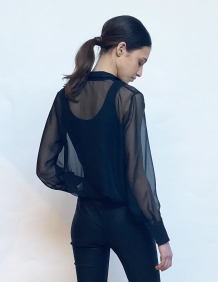 Alef Alef | אלף אלף - בגדי מעצבים | חולצת  SHIF שיפון שחורה