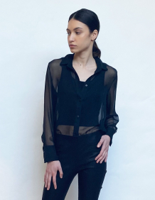 Alef Alef | אלף אלף - בגדי מעצבים | חולצת  SHIF שיפון שחורה