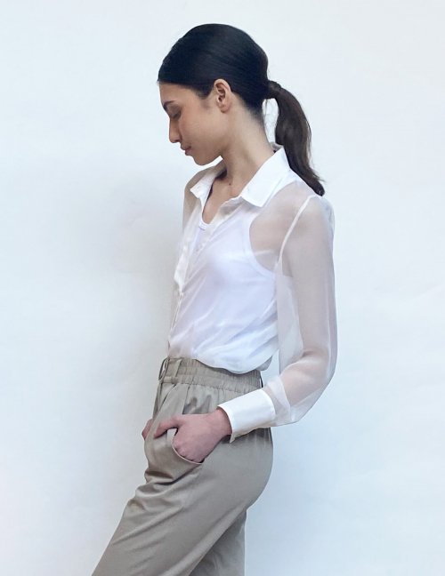 Alef Alef | אלף אלף - בגדי מעצבים | חולצת SHIF שיפון לבנה