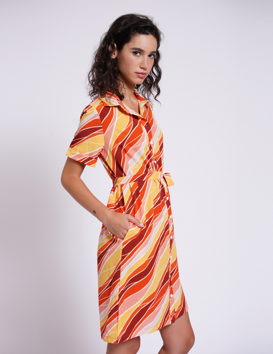 Alef Alef | אלף אלף - בגדי מעצבים | שמלת MAKO הדפס צבעוני