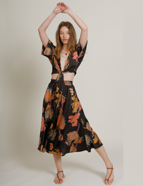 Alef Alef | אלף אלף - בגדי מעצבים | חצאית מידי TIGER הדפס פרחים Alef Alef | אלף אלף - בגדי מעצבים | חצאית מידי TIGER הדפס פרחים