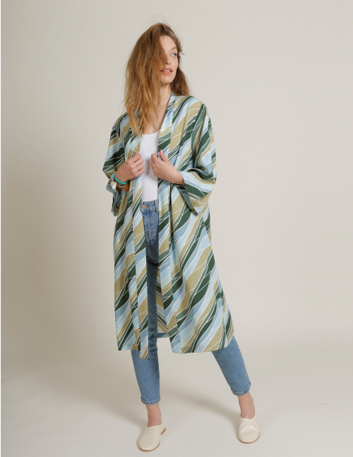 Alef Alef | אלף אלף - בגדי מעצבים | קימונו YAKUSIMA הדפס גאומטרי Alef Alef | אלף אלף - בגדי מעצבים | קימונו YAKUSIMA הדפס גאומטרי