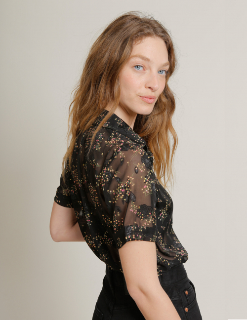 Alef Alef | אלף אלף - בגדי מעצבים | חולצת JUNGLE שיפון פרחים Alef Alef | אלף אלף - בגדי מעצבים | חולצת JUNGLE שיפון פרחים