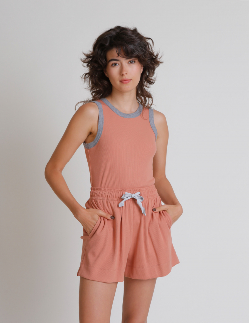 Alef Alef | אלף אלף - בגדי מעצבים | מכנסי PANAMA ורוד ריב Alef Alef | אלף אלף - בגדי מעצבים | מכנסי PANAMA ורוד ריב