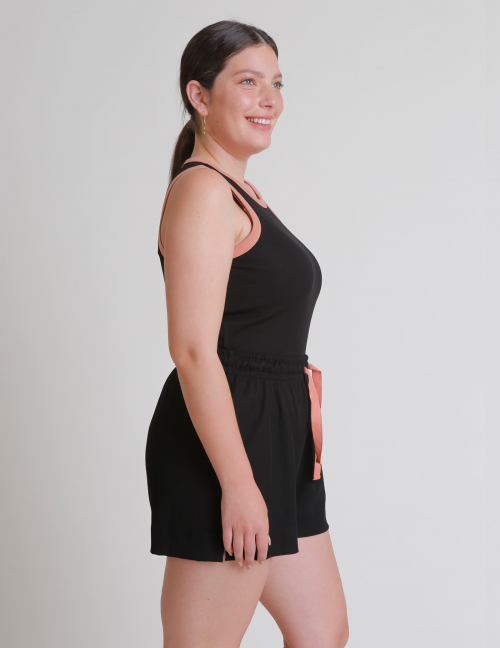 Alef Alef | אלף אלף - בגדי מעצבים | מכנסי PANAMA שחור ריב Alef Alef | אלף אלף - בגדי מעצבים | מכנסי PANAMA שחור ריב